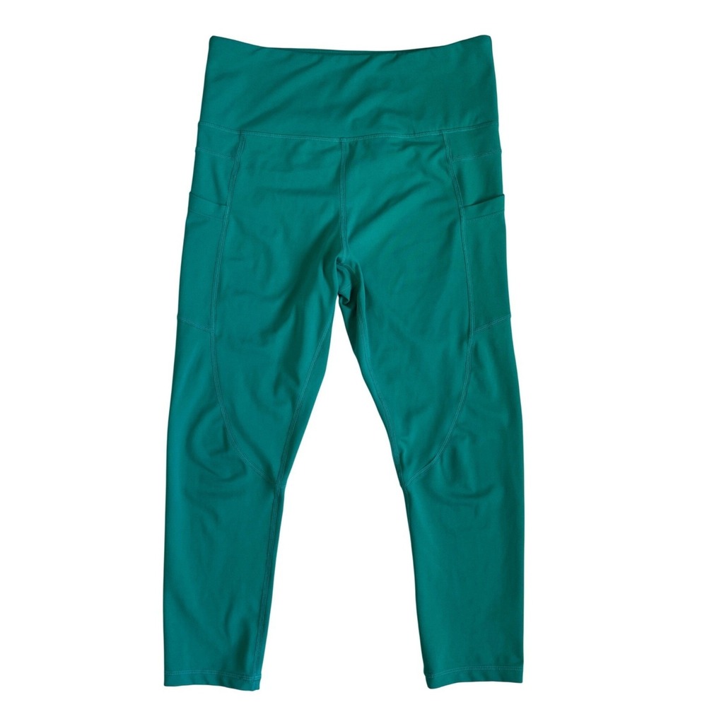 Zyia Active Womens Teal Green High Waisted Pocket Capri Leggings‎ Size 6-8